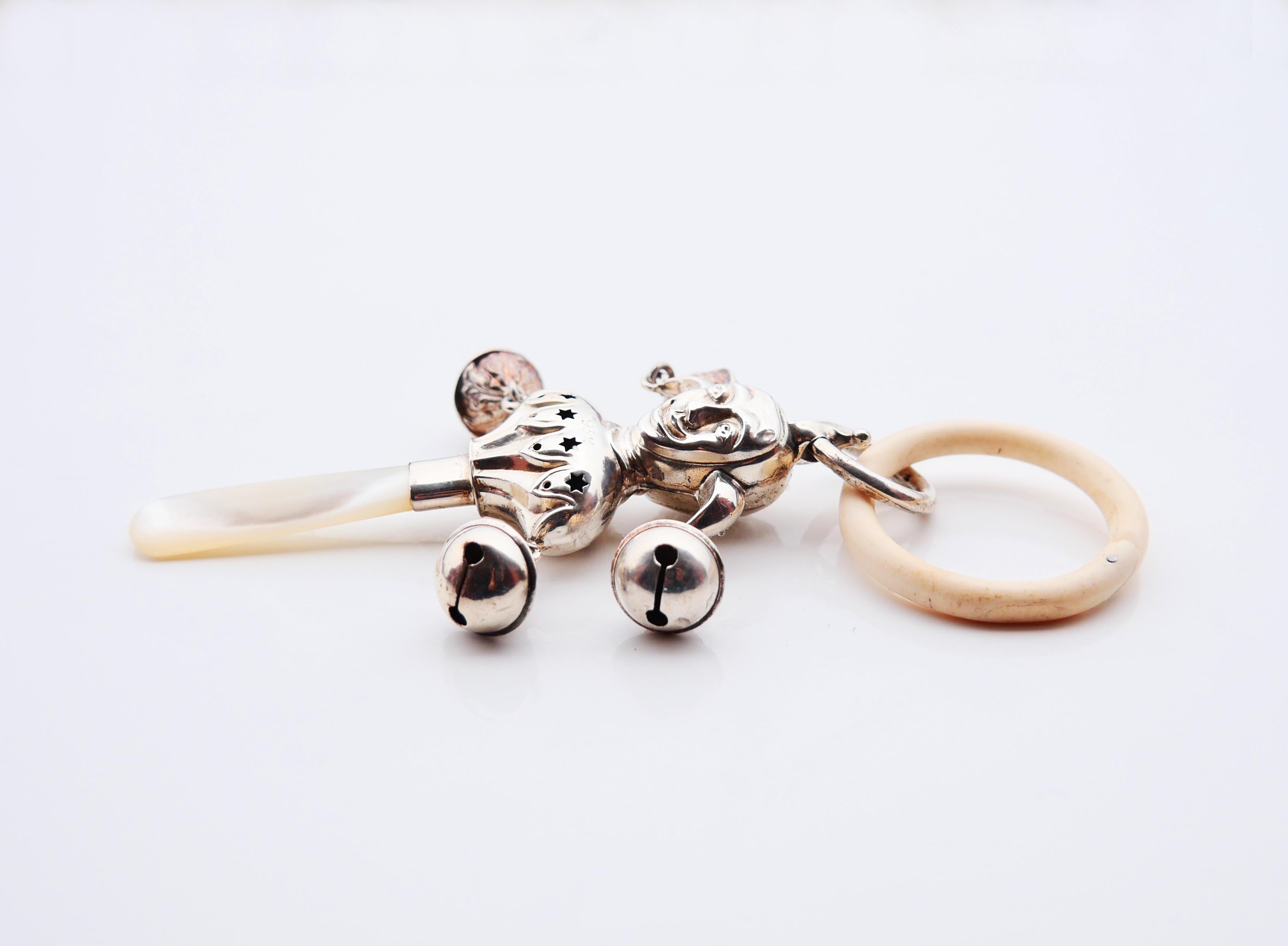 1932 Lennart's Jocker Baby Rattle Teether Toy Sterling Silver / 18gr For Sale 4