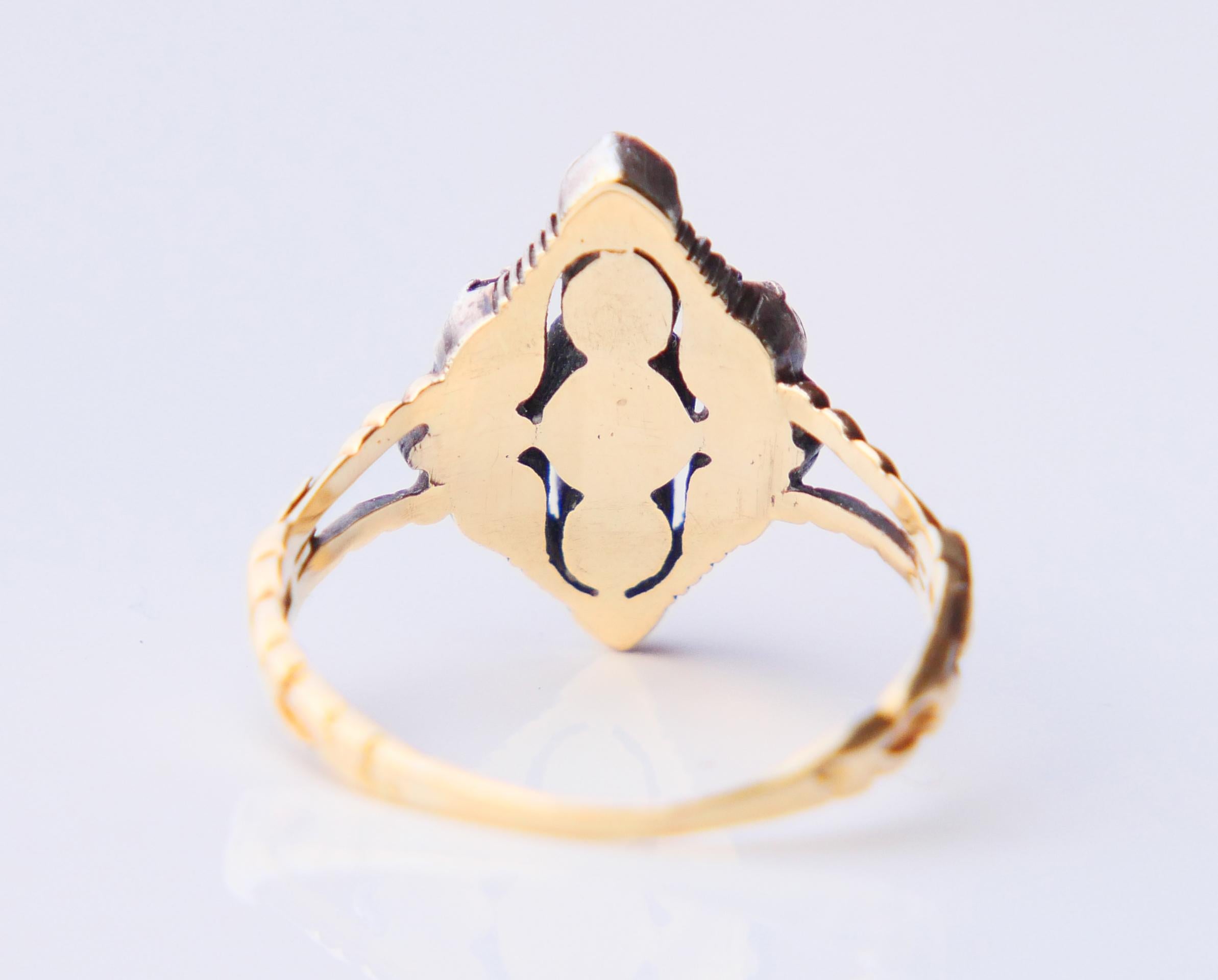1932 Nordic Ring Diamonds solid 18K Gold Silver US6.75 / 3.96gr For Sale 6