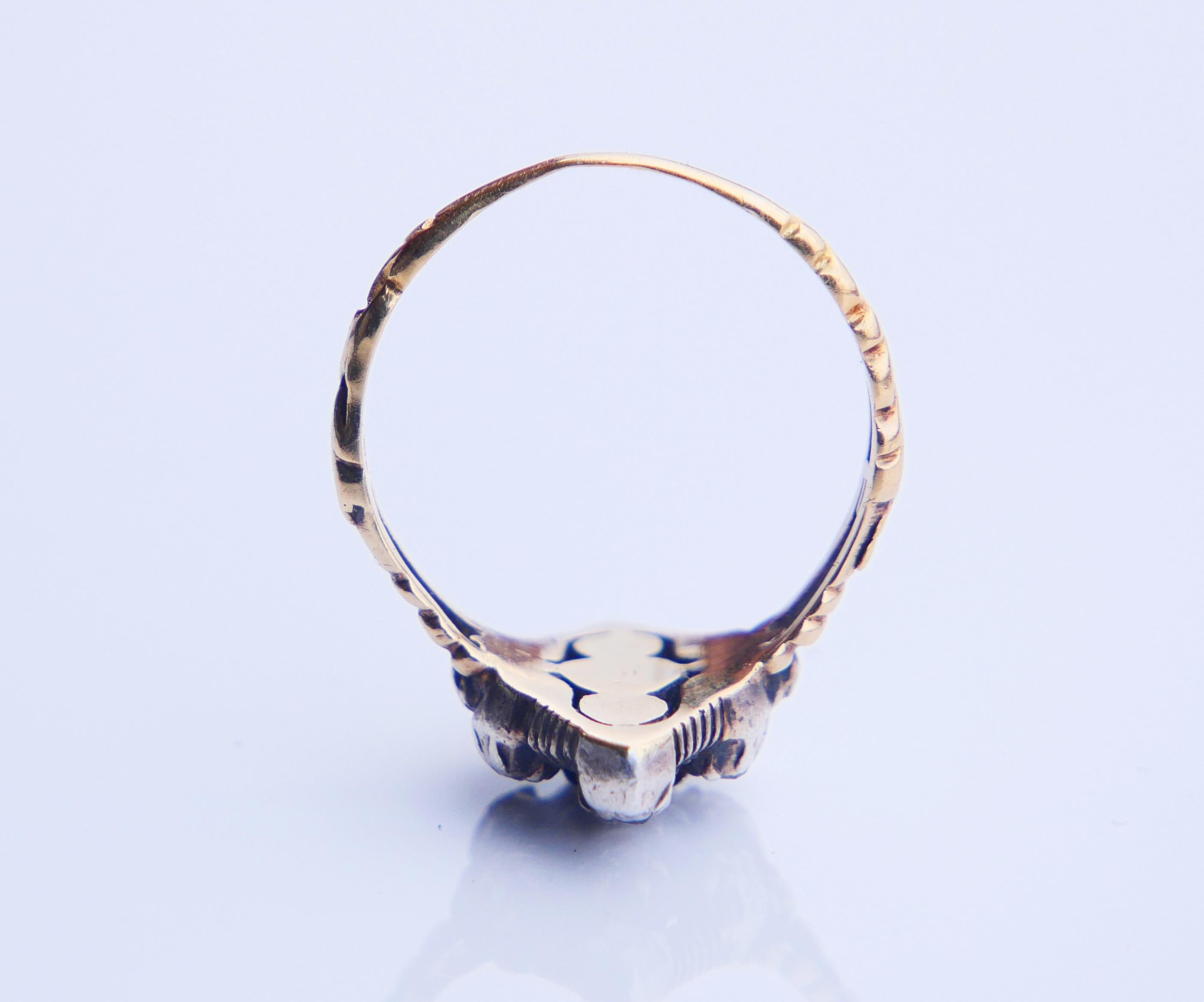 1932 Nordic Ring Diamonds solid 18K Gold Silver US6.75 / 3.96gr For Sale 7