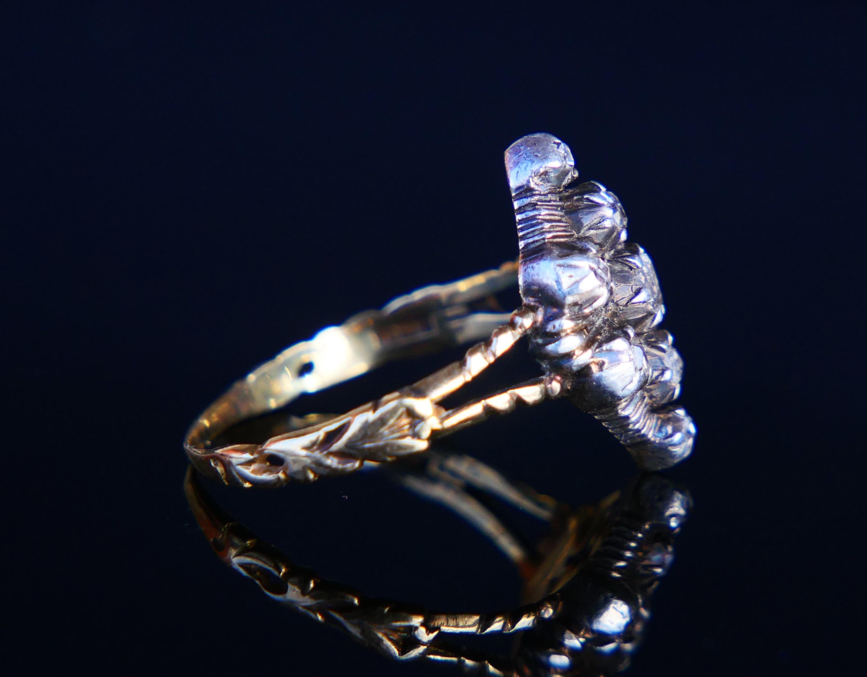 Women's 1932 Nordic Ring Diamonds solid 18K Gold Silver US6.75 / 3.96gr For Sale