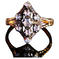 Anello nordico del 1932 con diamanti in oro massiccio 18 carati e argento US6.75 / 3.96gr