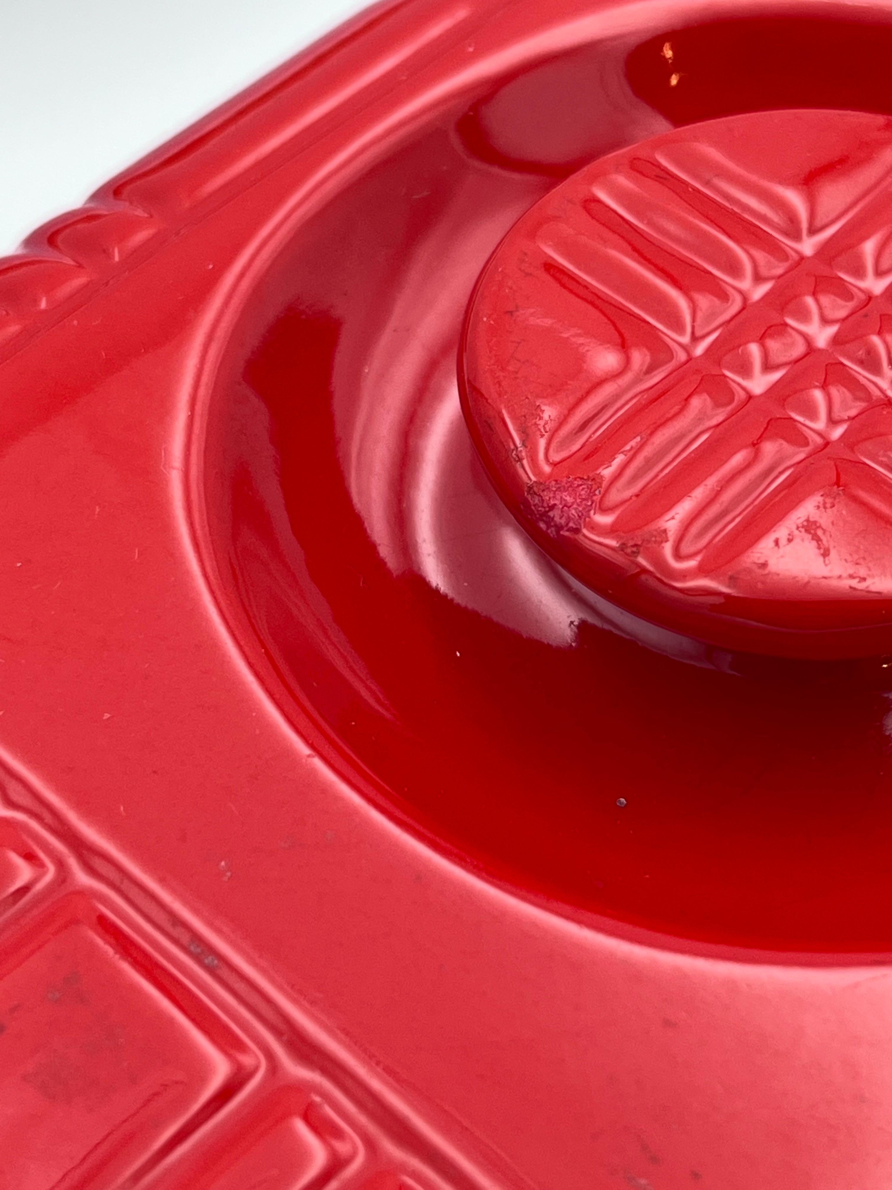 Glazed 1932 Red Coved 1LB Butter Dish by Hall's Superior Quality Kitchenware