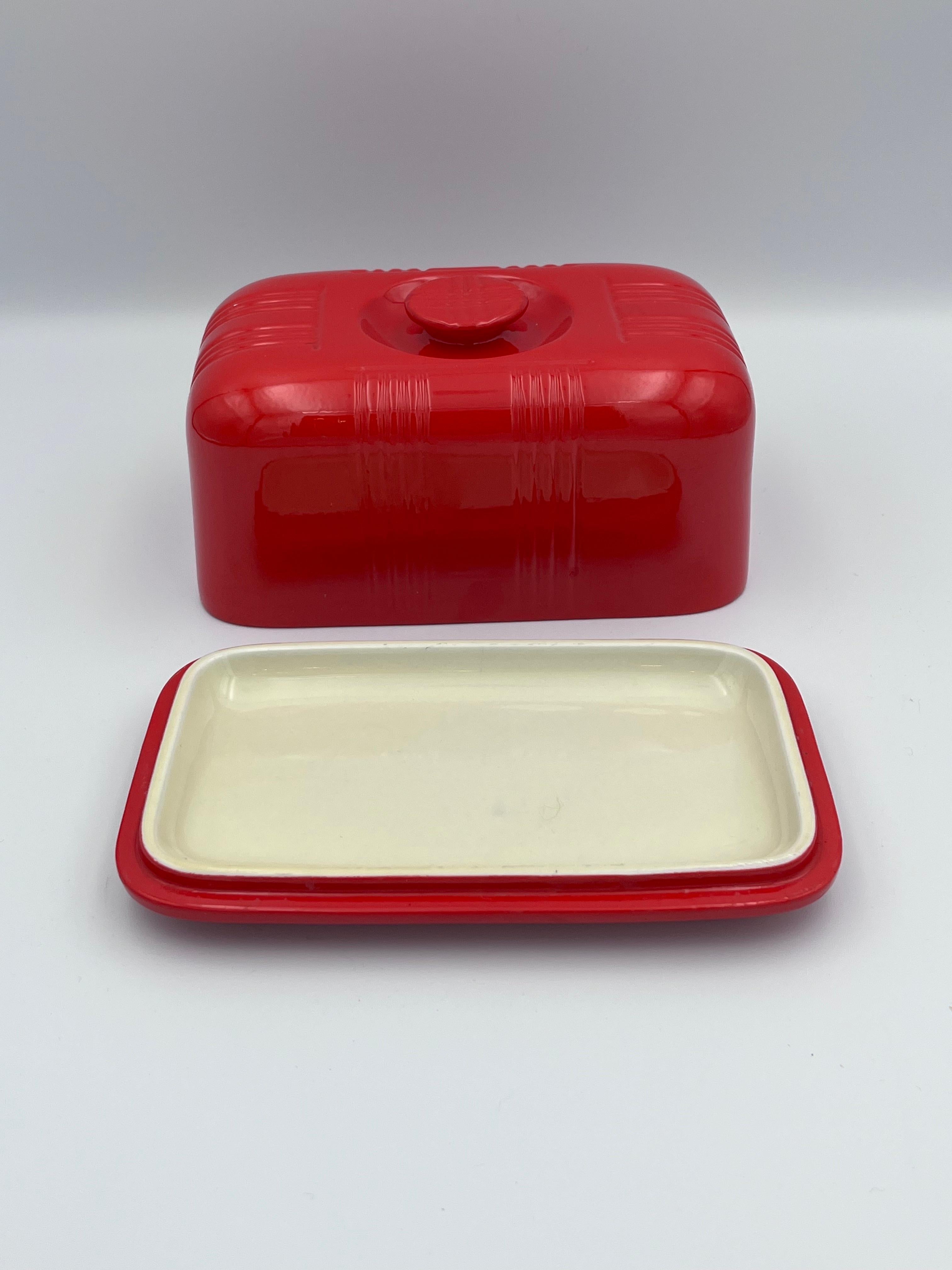 Ceramic 1932 Red Coved 1LB Butter Dish by Hall's Superior Quality Kitchenware