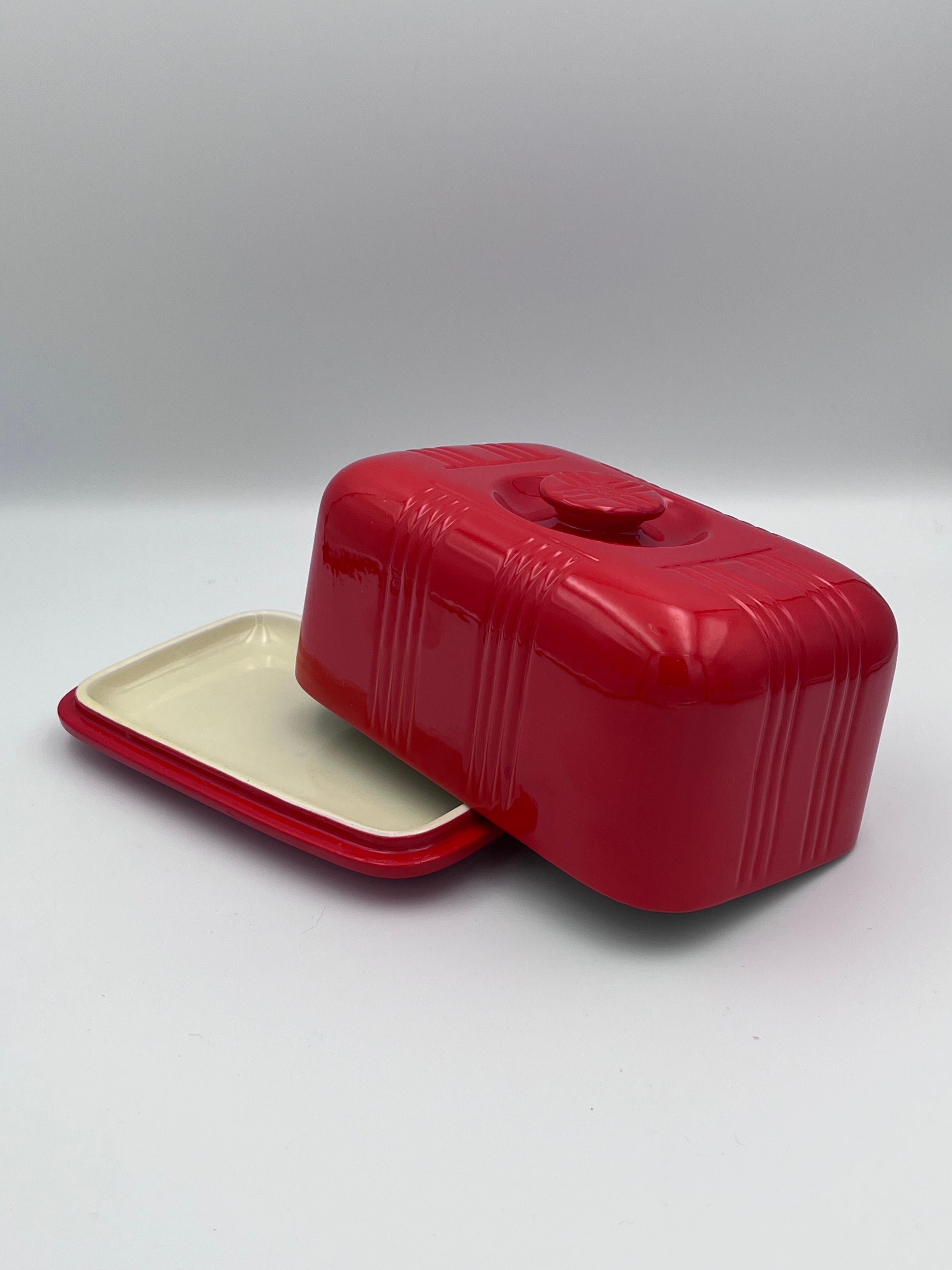 1932 Red Coved 1LB Butter Dish by Hall's Superior Quality Kitchenware 1