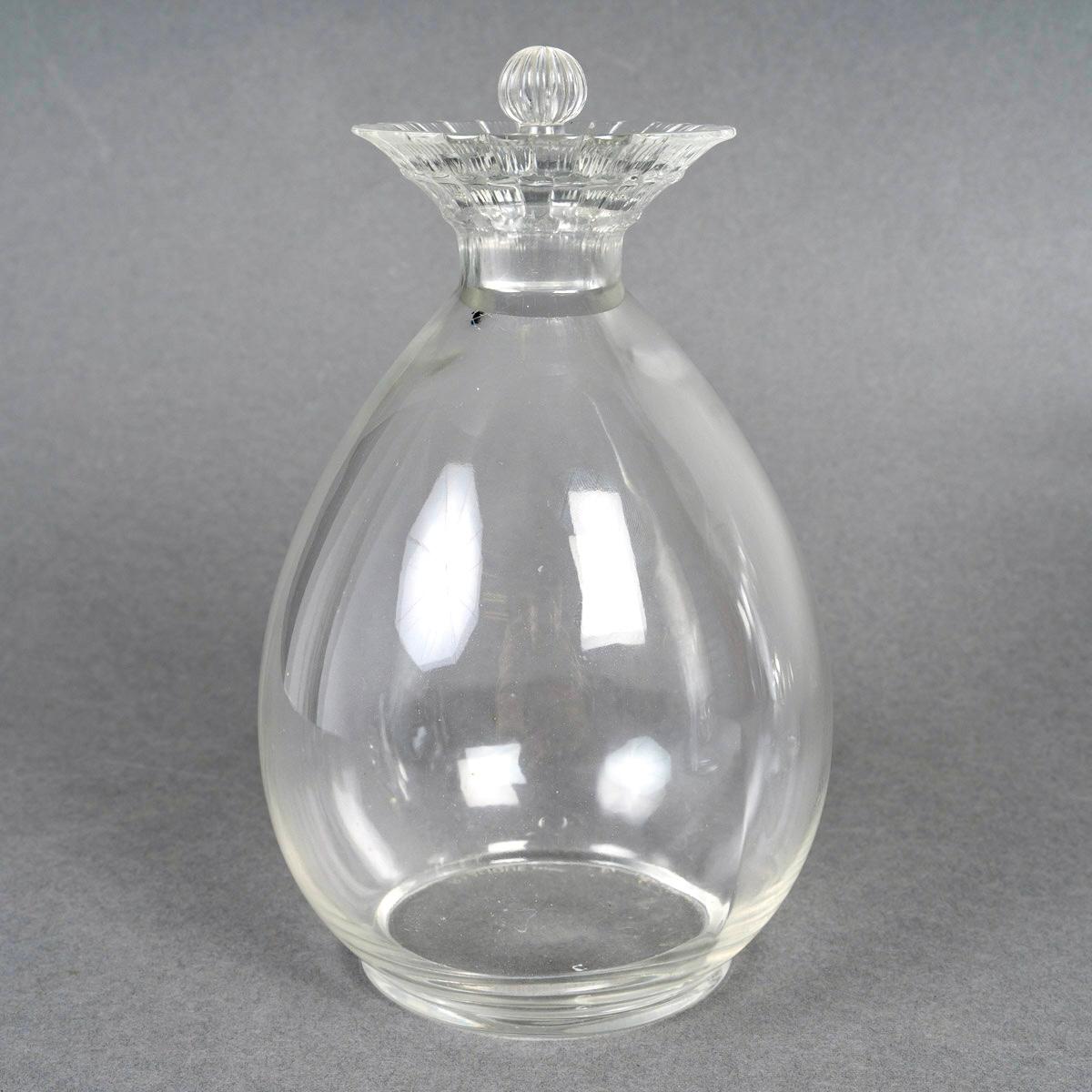 1932 René Lalique - 2 Jarras Y 1 Decantador Art Decó Flor de Cristal Francés en venta