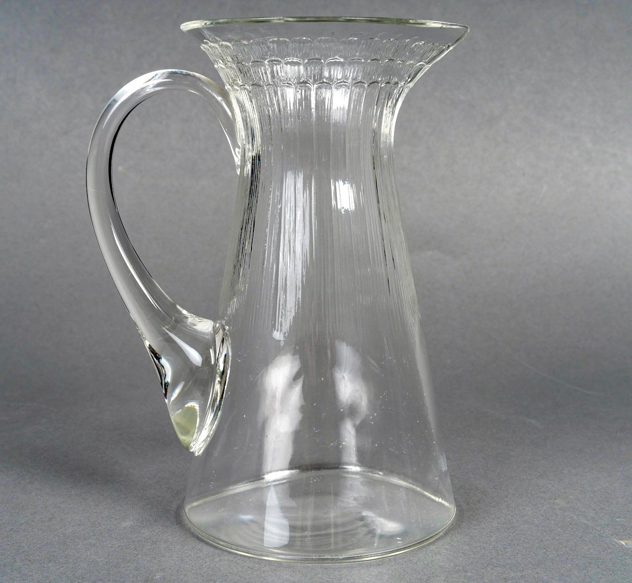 1932 René Lalique - 2 Jarras Y 1 Decantador Art Decó Flor de Cristal mediados del siglo XX en venta