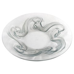 1932 René Lalique Ciotola in vetro Calypso con patina blu e grigia, Sirene