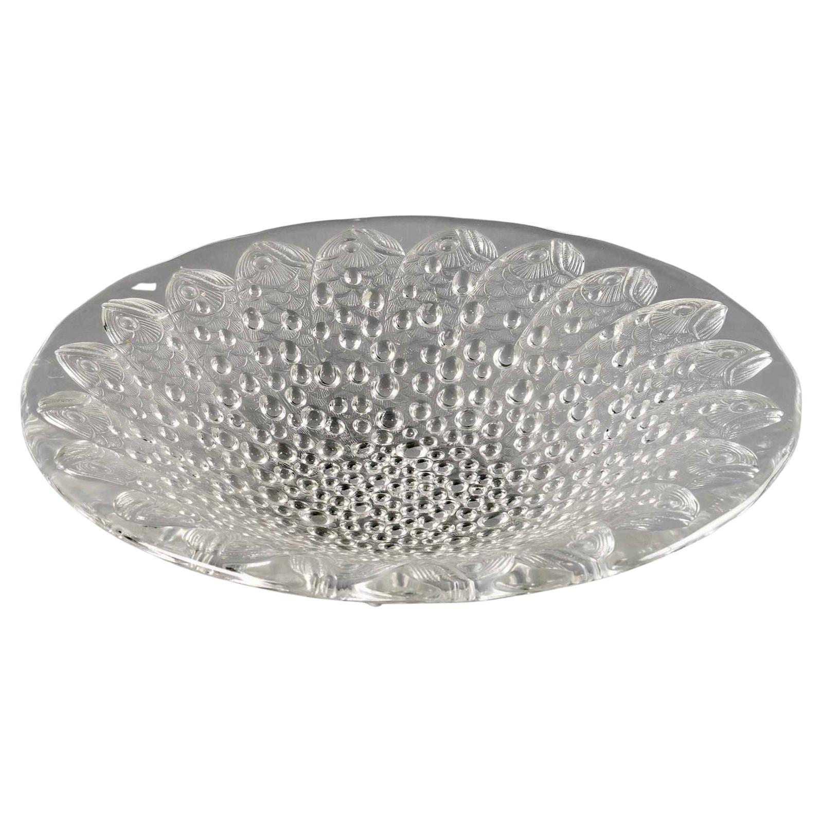 1932 René Lalique - Bowl Dish Roscoff Clear Glass - Fishes
