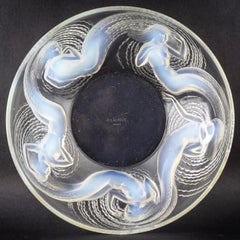 1932 René Lalique Calypso Coupe Bowl Opalescent Glass, Mermaids
