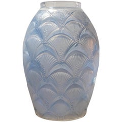 1932 Rene Lalique Herblay Vase in Double Cased Opalescent and Stained Glass