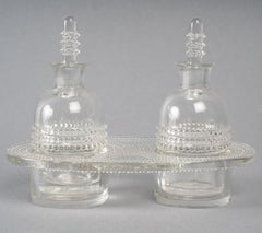 1932 René Lalique, Oil Vinegar Cruet Nippon Clear Glass