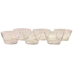 1932 René Lalique Set of 6 Glass Bourgueil Hand Bowls, Art Deco Bowls