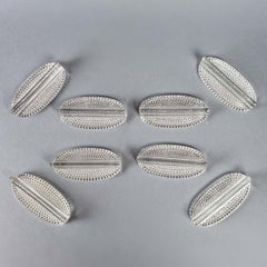 1932 René Lalique Set of 6 Nippon Knife Rests Clear Glass Water Pearls