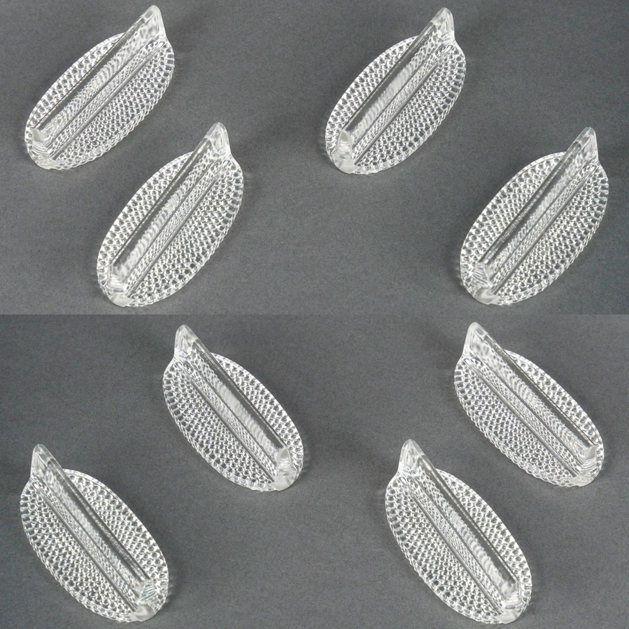 Art Déco 1932 René Lalique Set di 8 poggiacoltelli Nippon in vetro con perle d'acqua in vendita