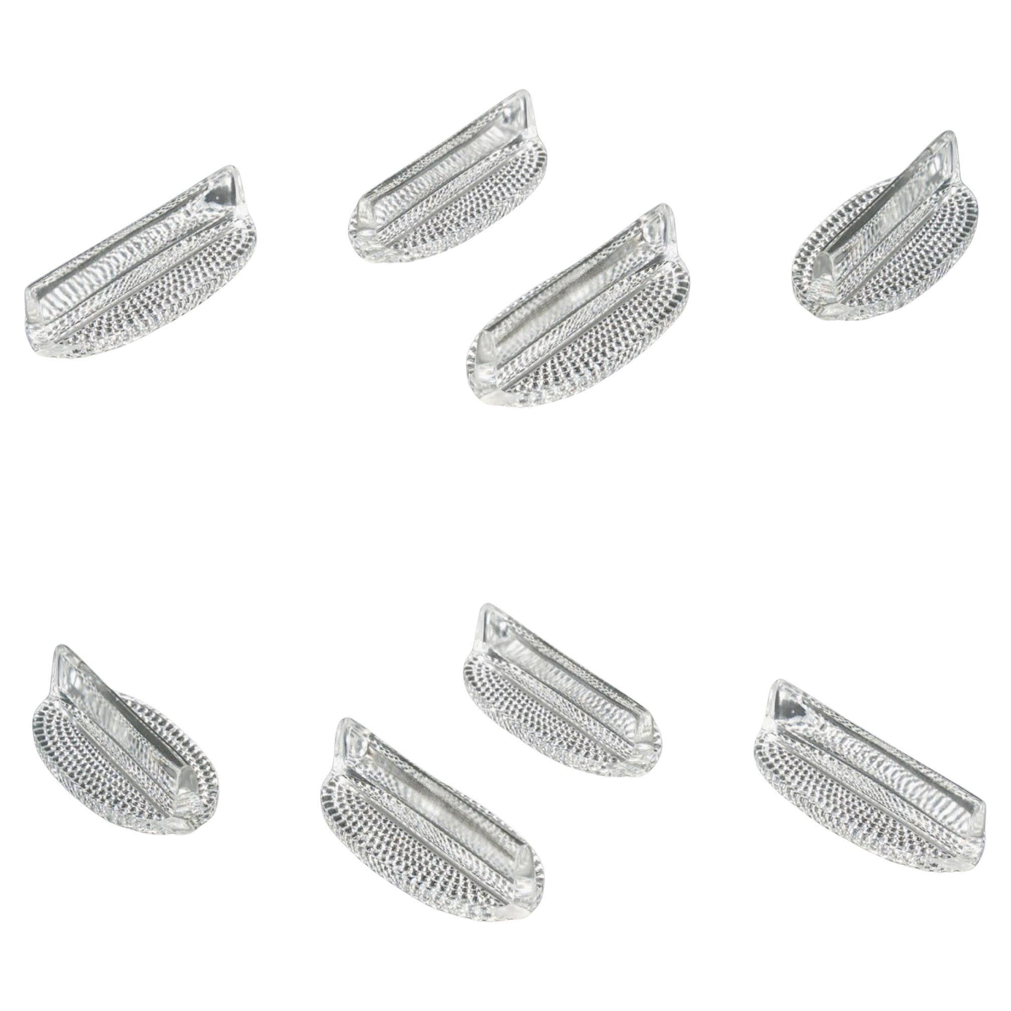1932 René Lalique Set of 8 Nippon Knife Rests Glass Water Pearls