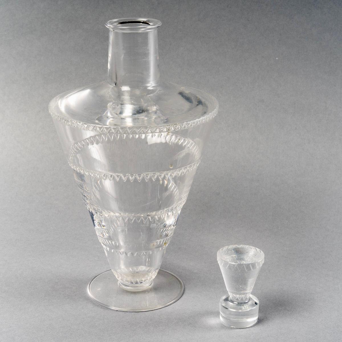 1932 René Lalique Set of Glasses Decanter Pitcher Vouvray Clear Glass 42 Pieces 3
