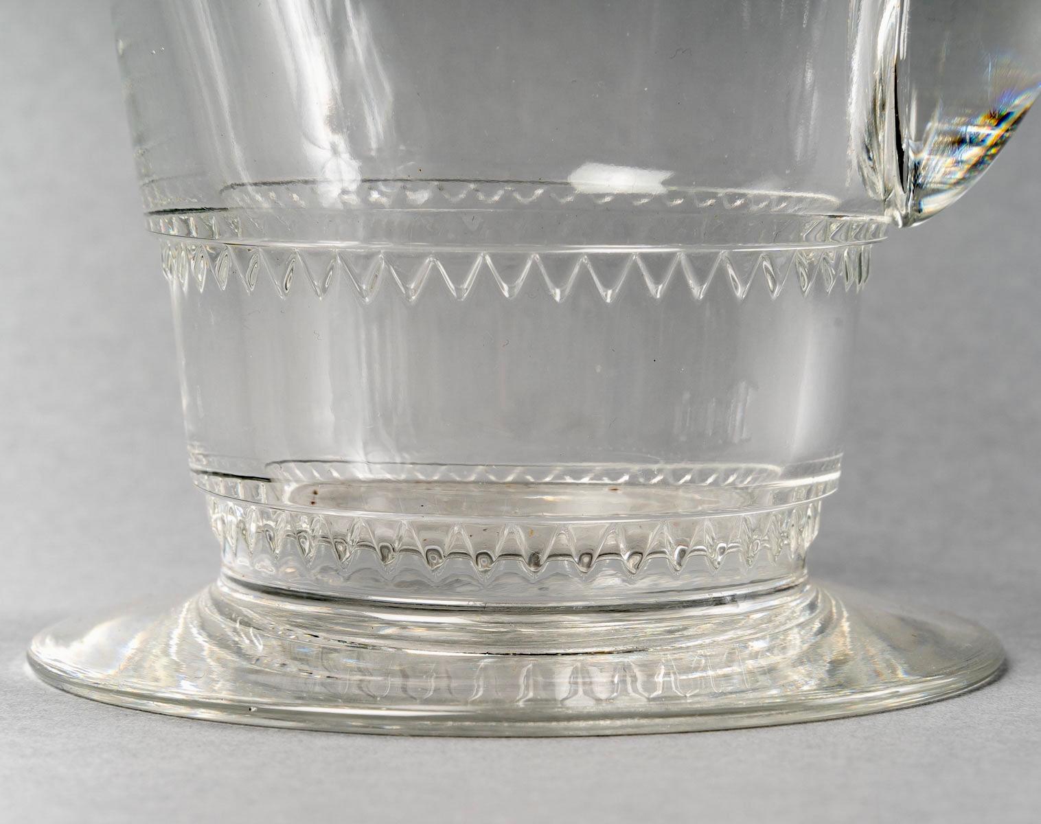 French 1932 René Lalique Set of Glasses Decanter Pitcher Vouvray Clear Glass 42 Pieces