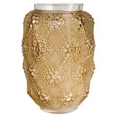 1932 René Lalique - Vase Art Deco Davos Glass with Sepia Patina