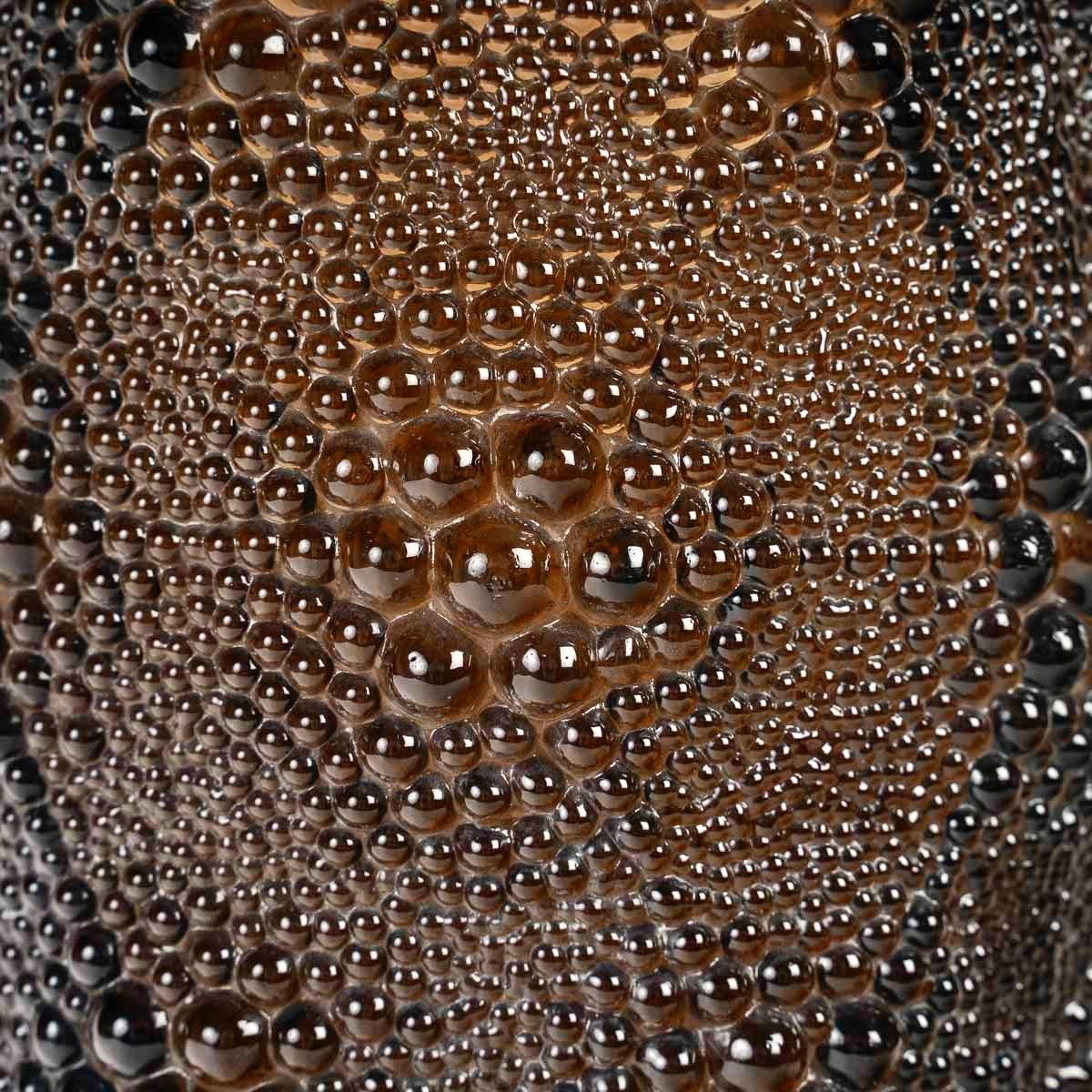 Art Deco 1932 René Lalique, Vase Davos Topaz Brown Glass
