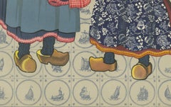 1932 Vintage Dutch Children's Folk Dress from Marken, Full Color Lithograph