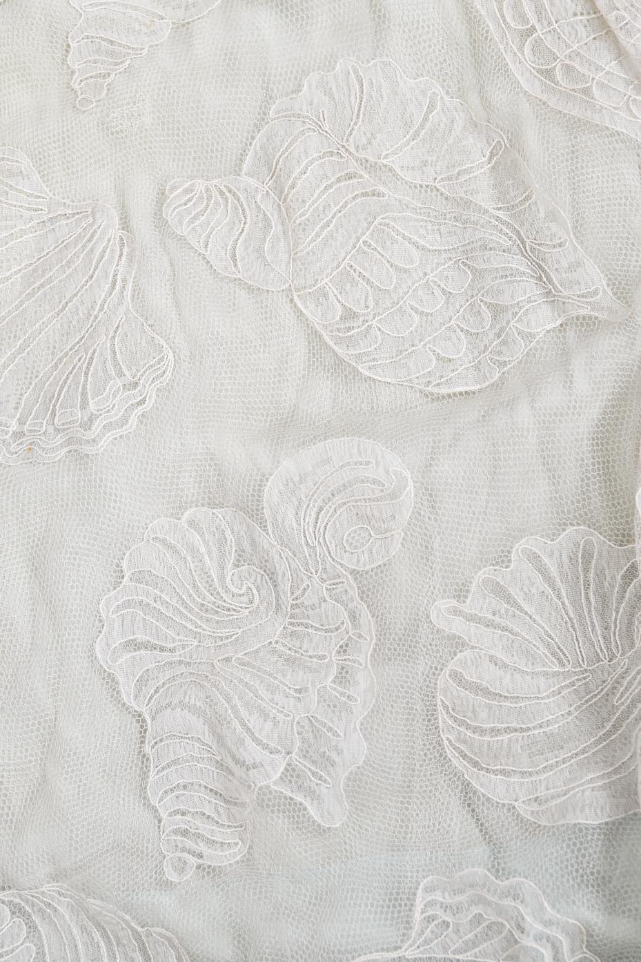 1932 Worth Couture for Elizabeth Arden Sequin Ivory Seashell Motif Lace Gown 8