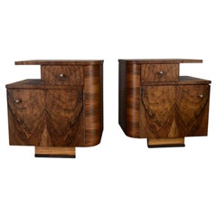 1932s Pair of Art Deco Bedside Tables, Czechoslovakia