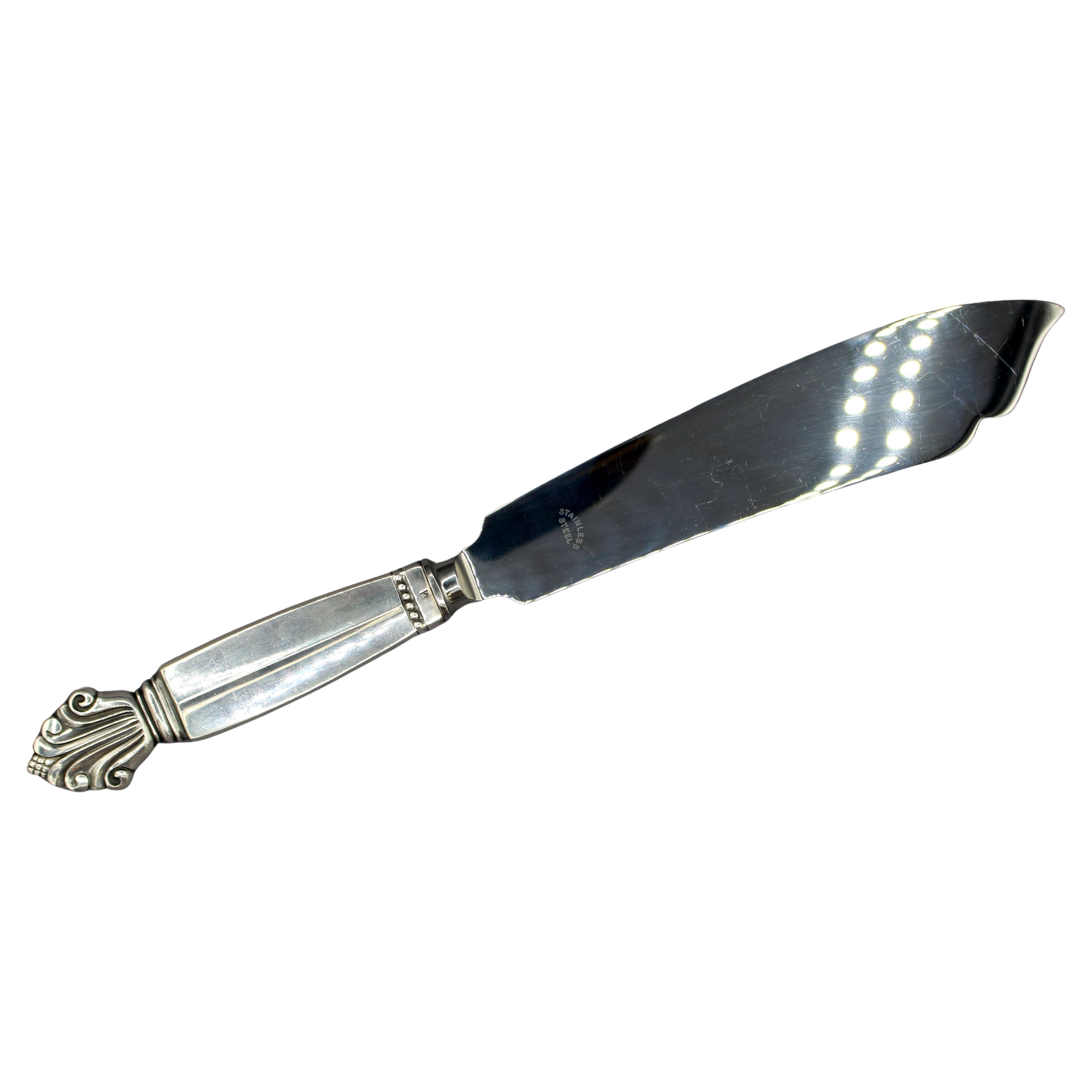 1933-44 Acanthus Sterling Handle Cake Knife by Georg Jensen