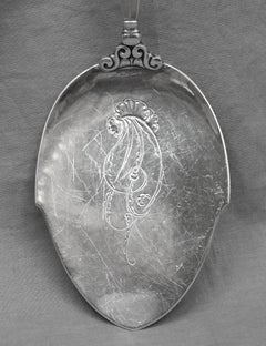 1933-44 Georg Jensen Acanthus-Fischservierbesteck mit Sterlingsilbergriff