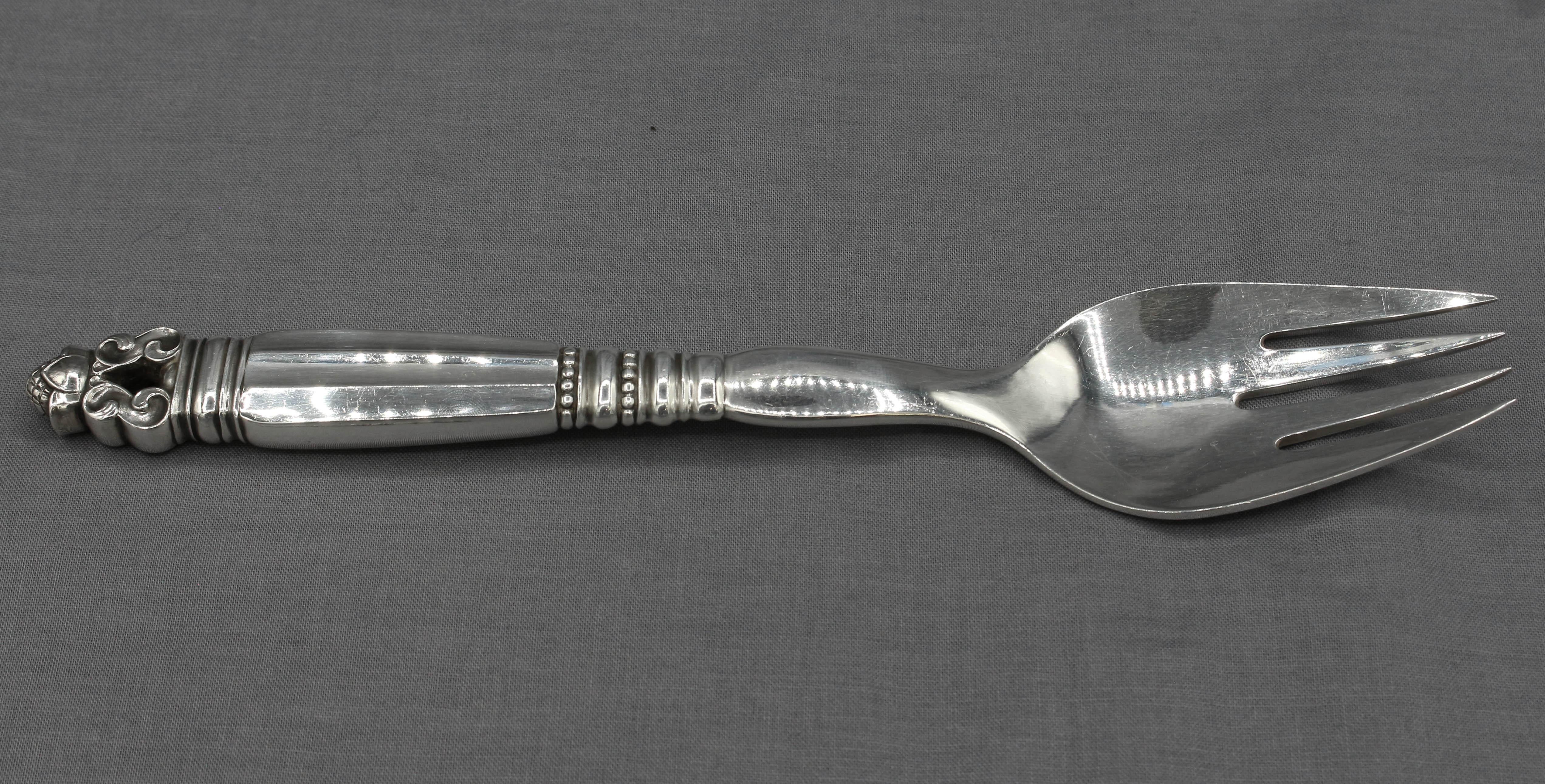 Sterling silver salad servers by Georg Jensen, 1933-1944 mark. Acorn pattern. A wedding present in 1935. 5.25 troy oz.
8 5/8