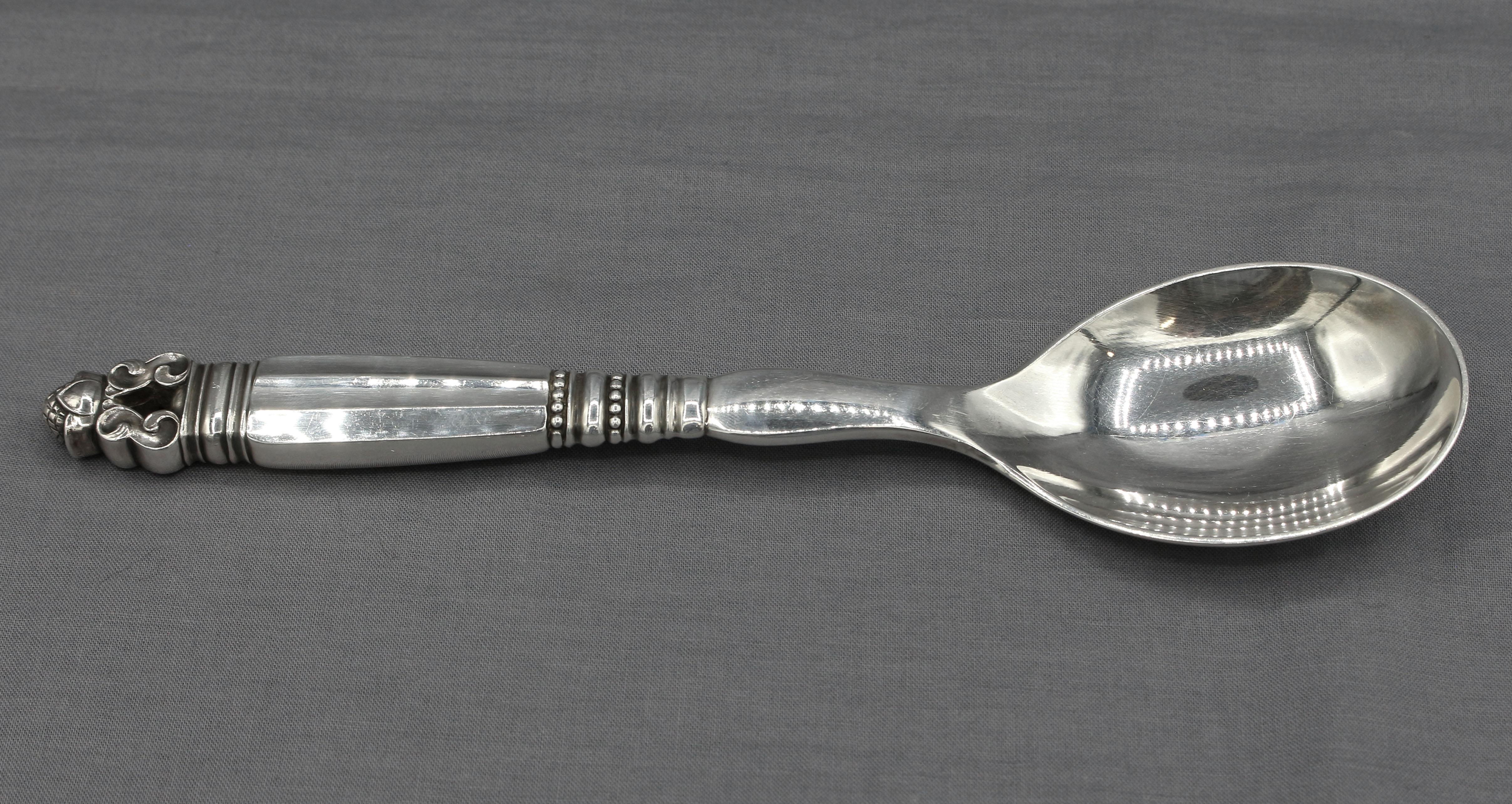 Art Nouveau 1933-44 Sterling Silver Salad Servers by Georg Jensen For Sale