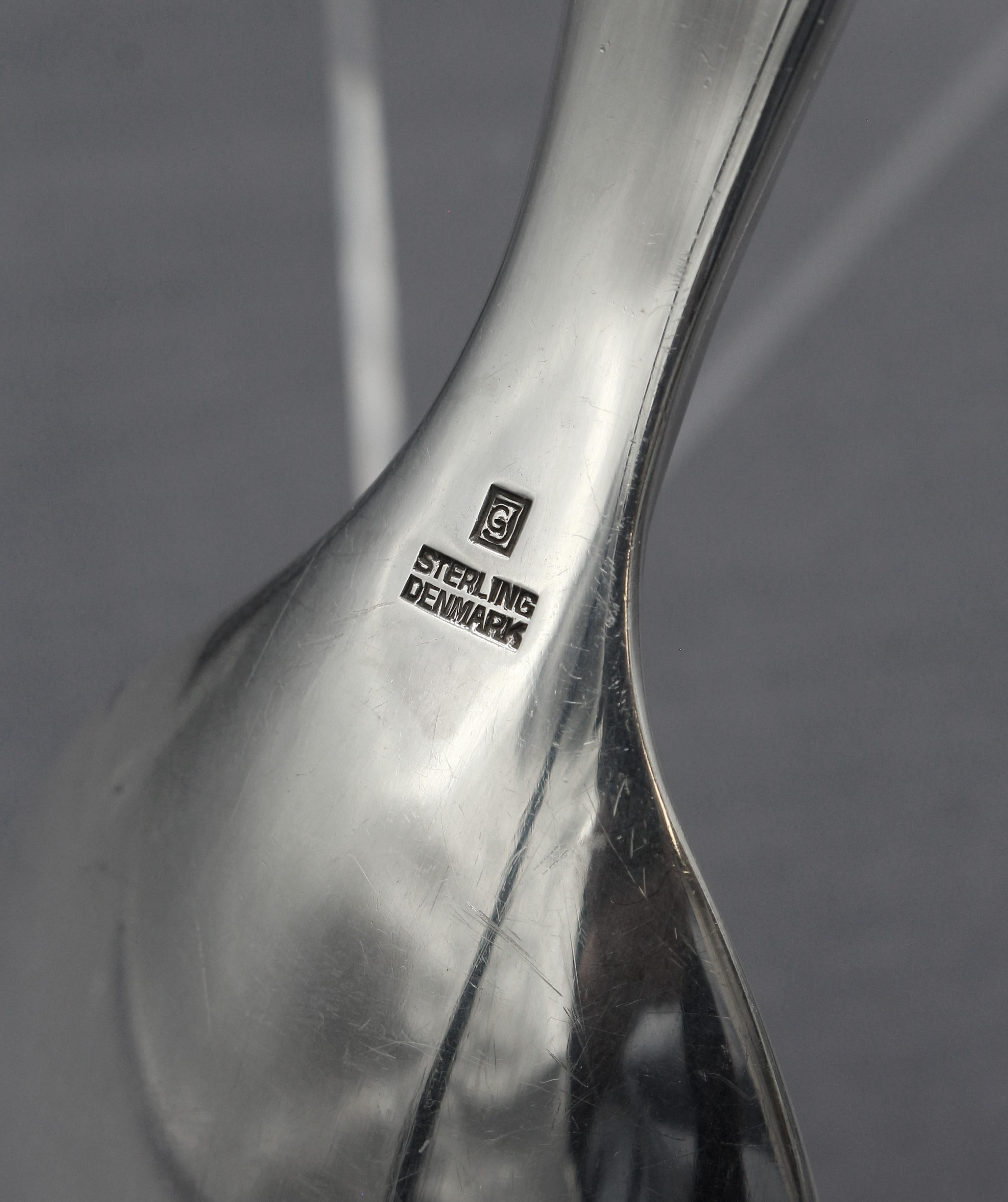 1933-44 Sterling Silver Salad Servers by Georg Jensen In Good Condition For Sale In Chapel Hill, NC
