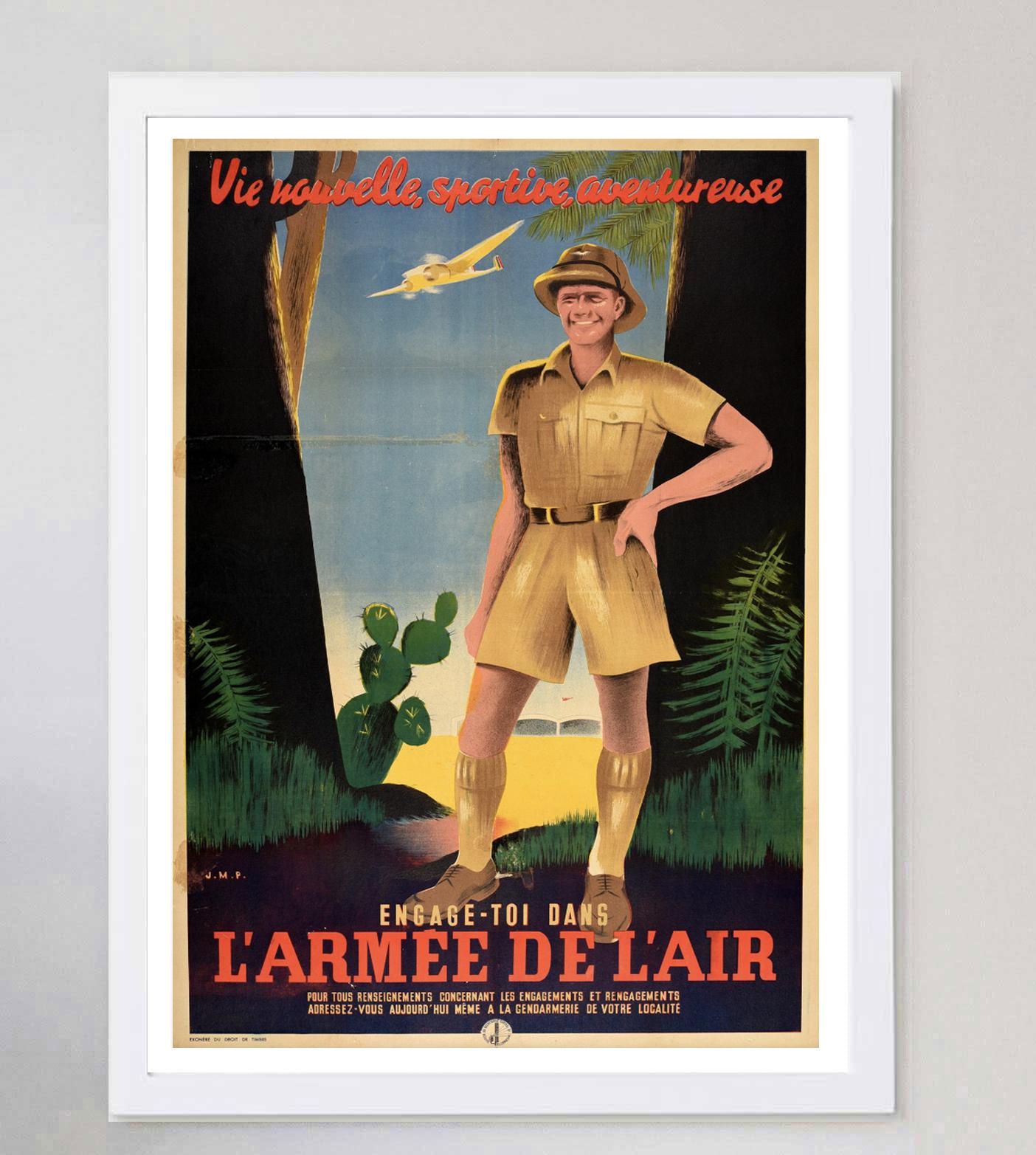 1933 Air Force, L'Armee De L'air Original Vintage Poster In Good Condition For Sale In Winchester, GB