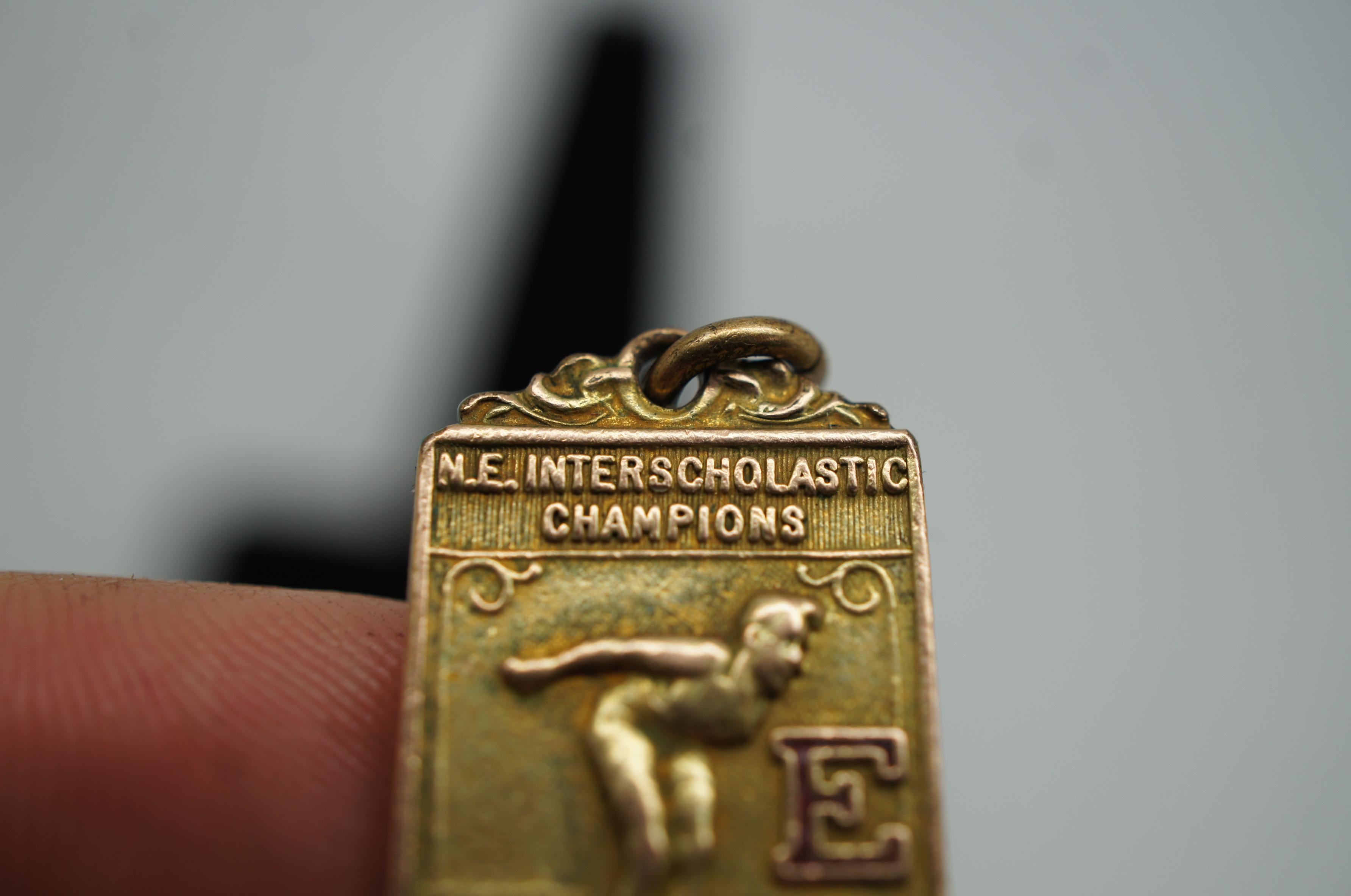 Metal 1933 Antique Gold Filled Interscholastic Champions Diving Charm Medal 1