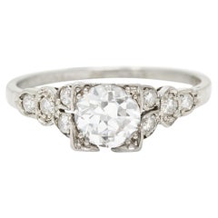 1933 Art Deco 1.02 Carats Diamond Platinum Engagement Ring GIA