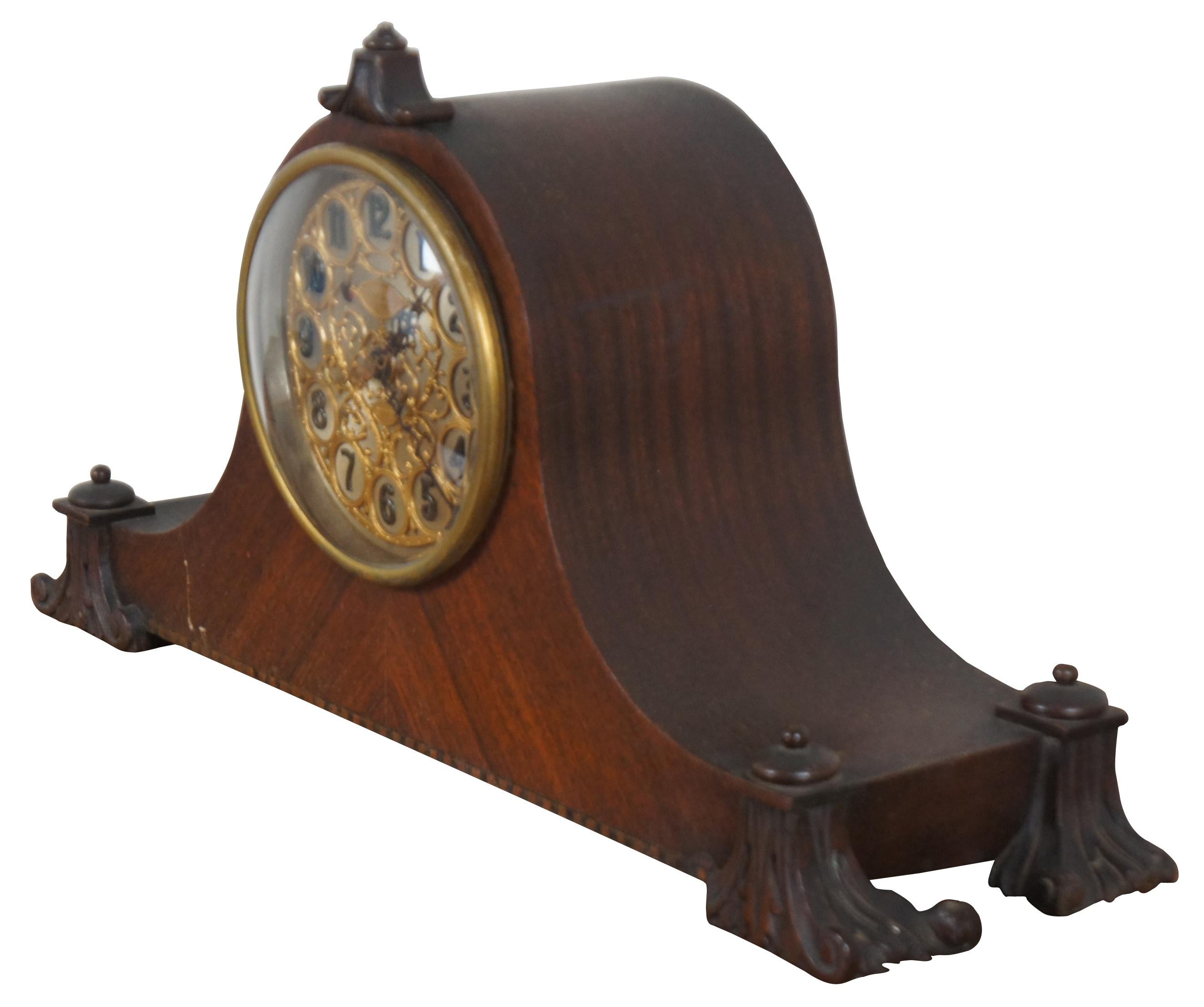 1933 Art Deco Mahogany Herschede Electric Humpback Mantel Clock