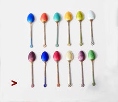 1933 Boxed Set Ice-cream Tea Coffee Spoons solid 925 Sterling Silver / 125 gr