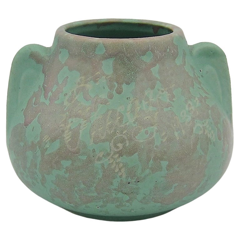 1933 Chicago World's Fair Mottled Green Art Pottery Vase For Sale at 1stDibs