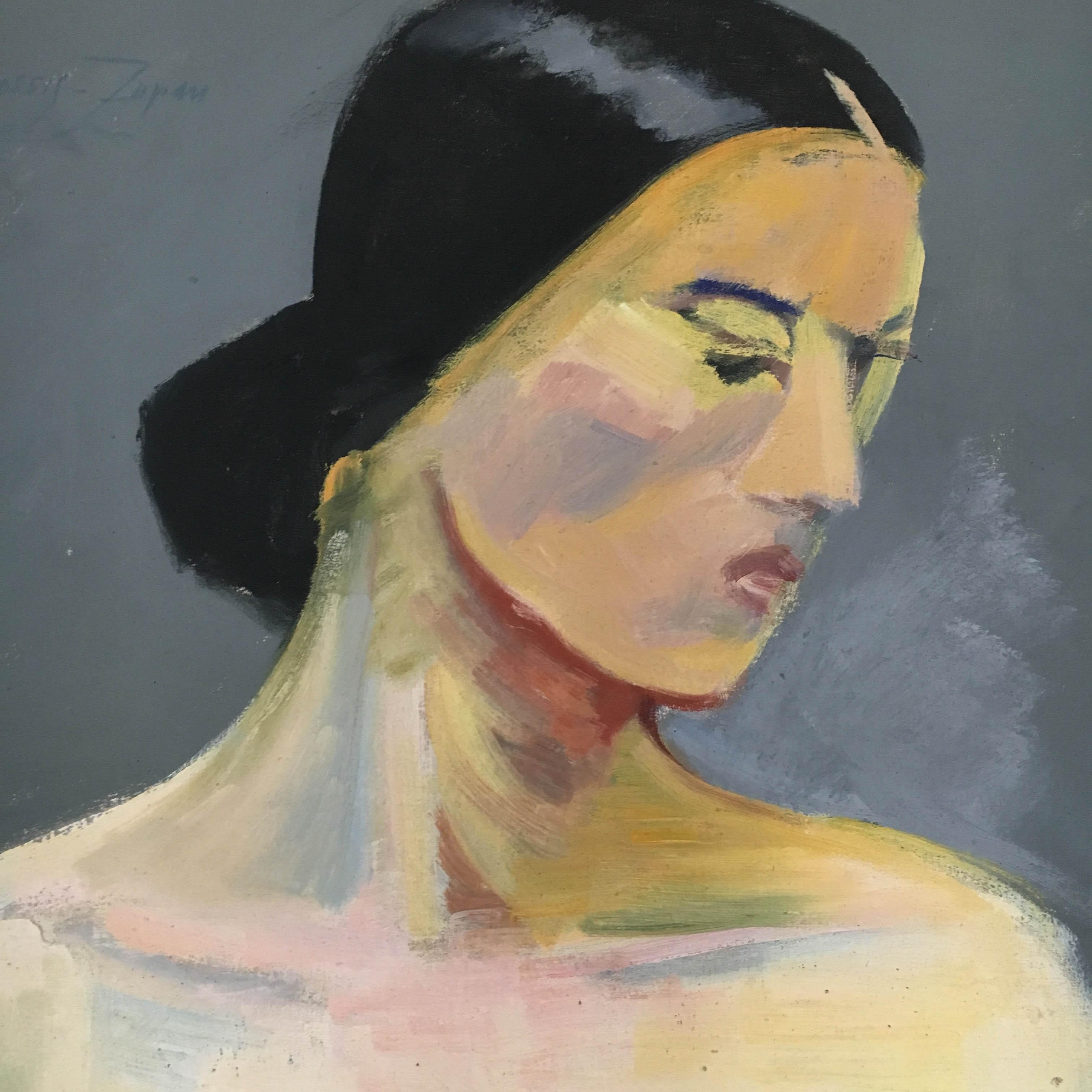 Mid-20th Century 1933 Female Nude Portrait Study Oil Painting by Olga von Mossig-Zupan For Sale