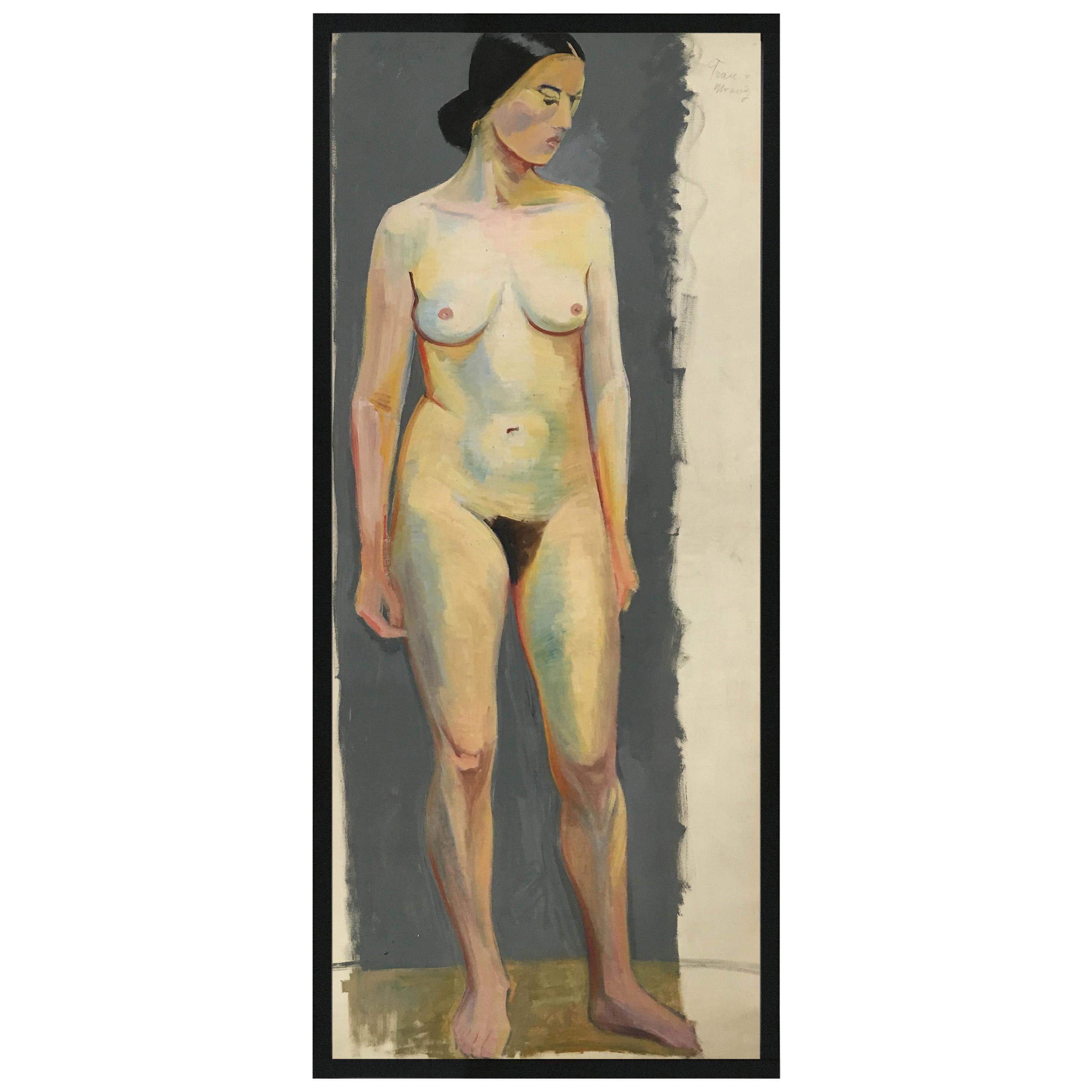 1933 Female Nude Portrait Study Oil Painting by Olga von Mossig-Zupan