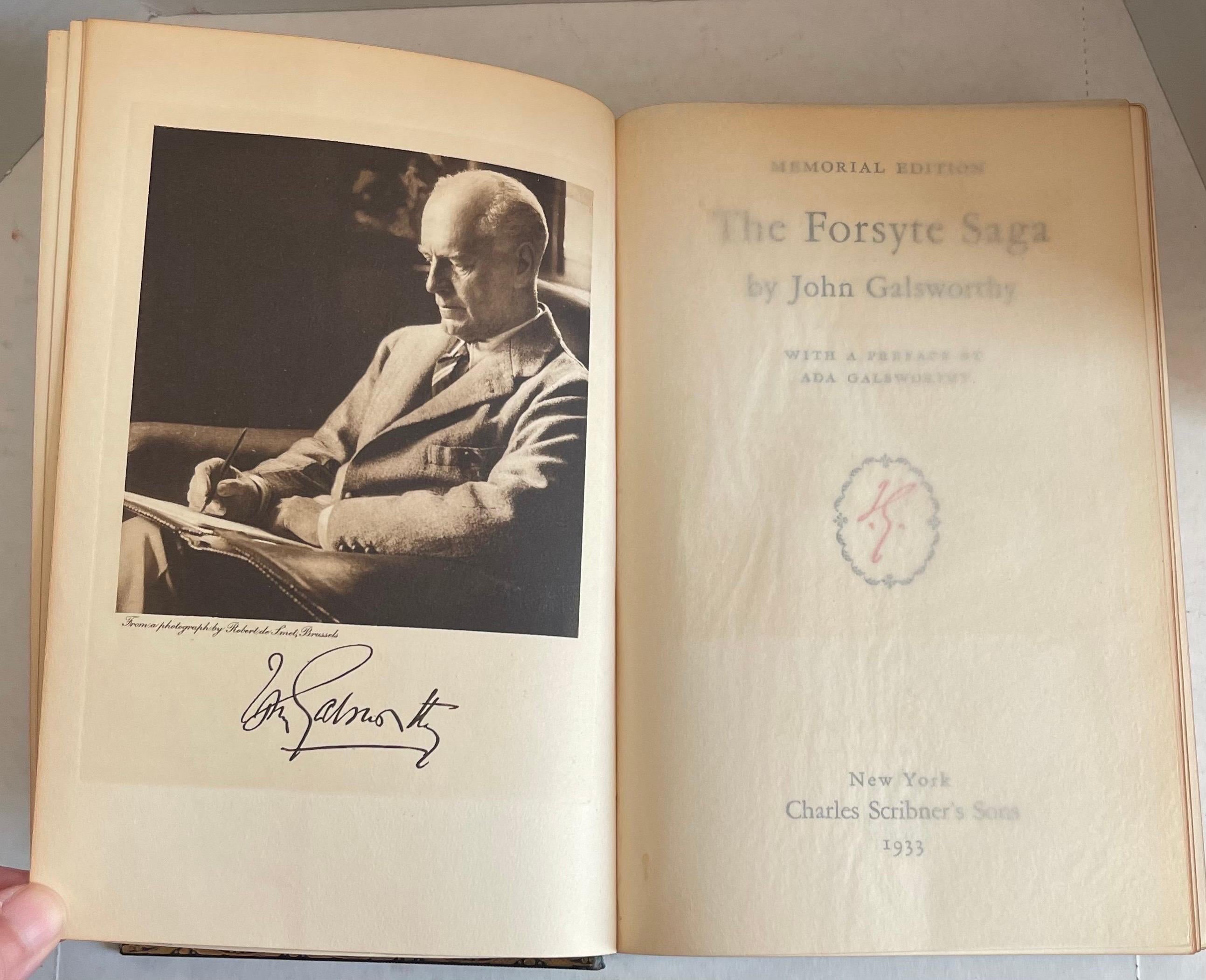 American 1933 Leather Bound The Forsyth Saga by John Galsworthy For Sale