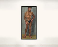 1933 Male 'Blue' Men Nude Portrait Study Oil Painting by Olga von Mossig-Zupan