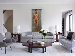 1933 Male 'Red' Men Nude Portrait Study Oil Painting by Olga von Mossig-Zupan