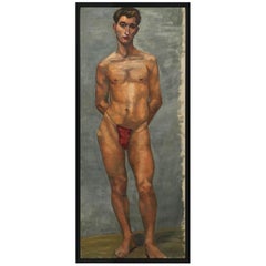 1933 Male 'Red' Men Nude Portrait Study Oil Painting by Olga von Mossig-Zupan