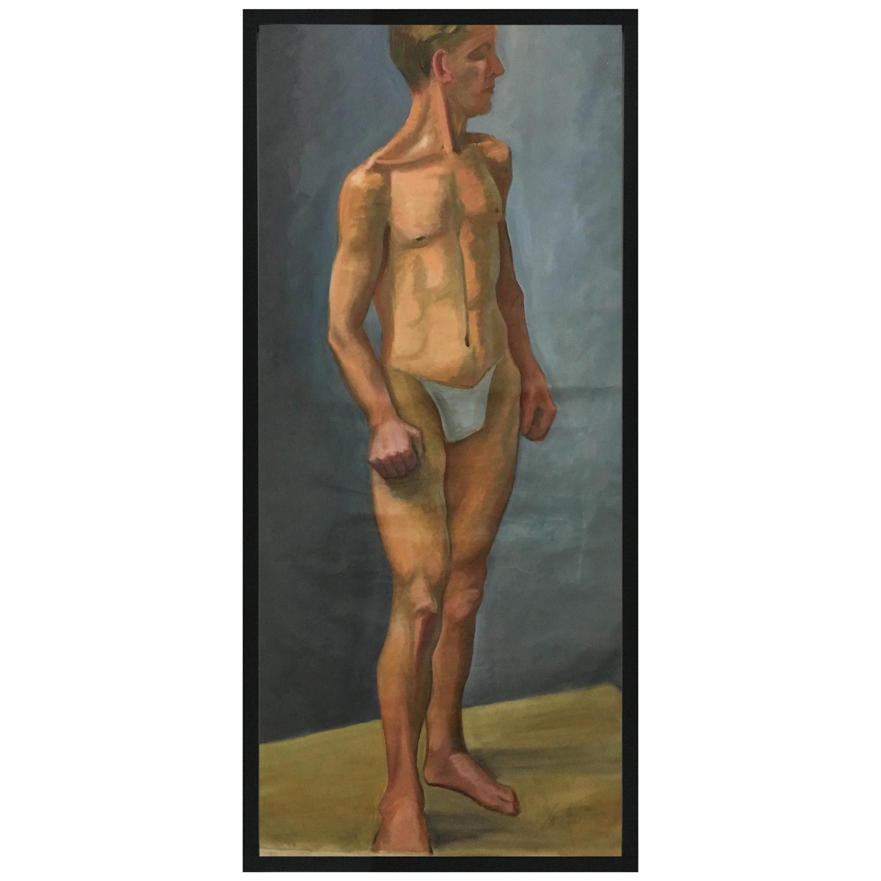 1933 Male 'White' Men Nude Portrait Study Oil Painting by Olga von Mossig-Zupan For Sale
