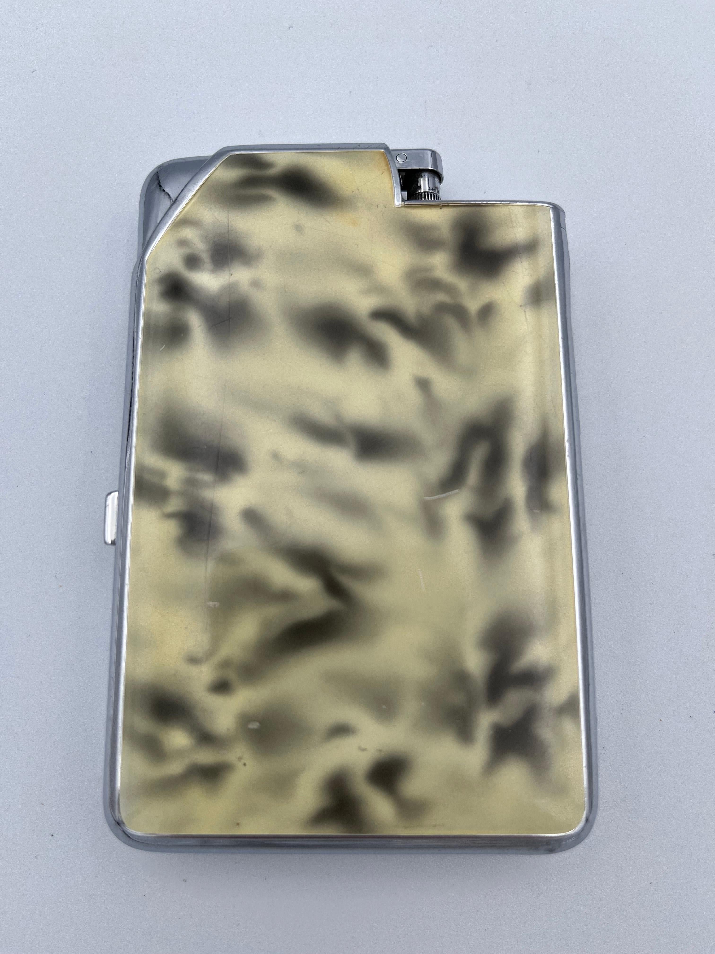 American 1933 Marathon Art Deco Enamel and Chrome Combo Jazz Age Cigarette Case & Lighter For Sale