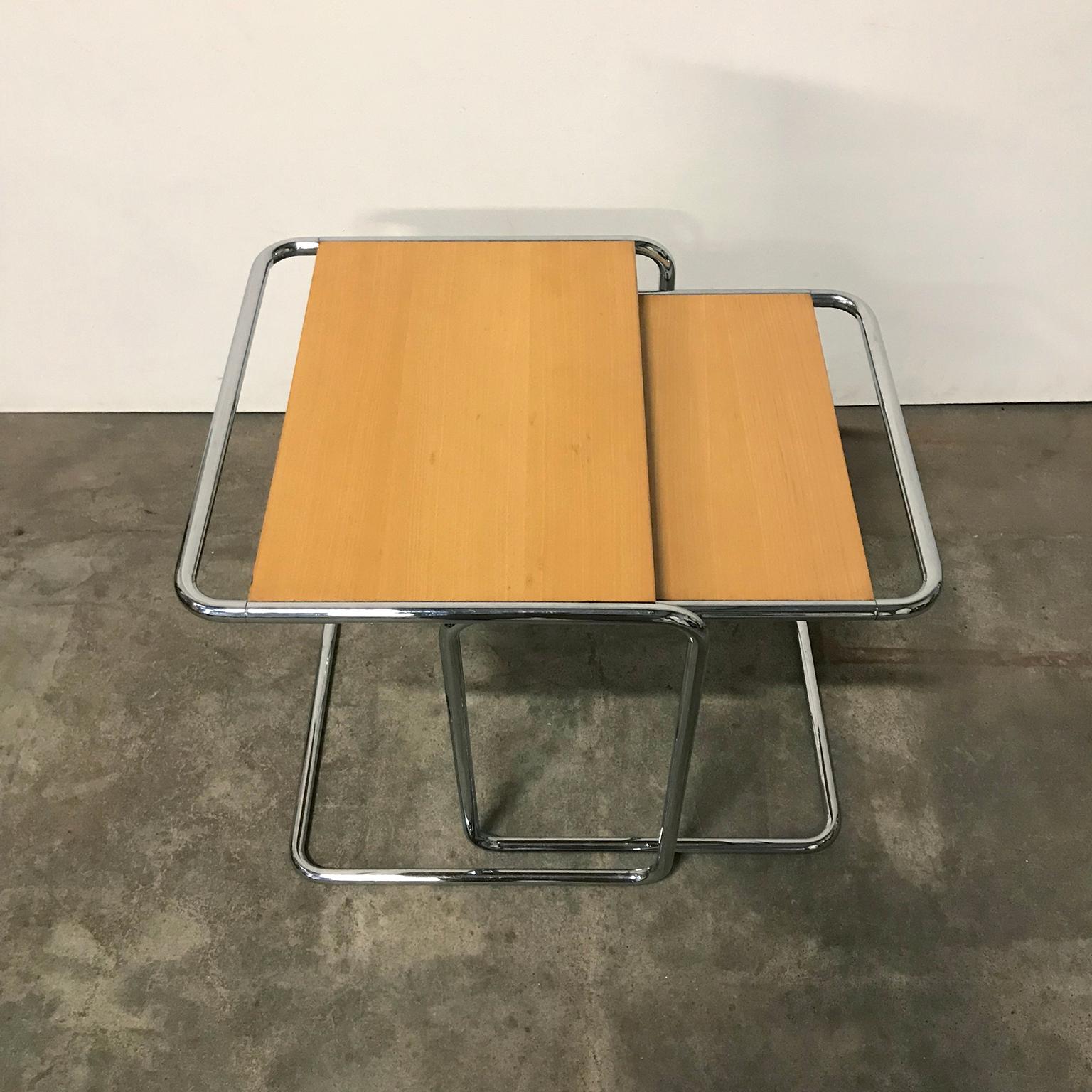 1933, Marcel Breuer for Thonet, B97A and B97B in Wood with Chrome Frame 5
