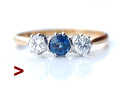 1933 Nordic Ring natural Blue Spinel Diamonds solid 18K Gold Ø US 5.75 /1.7gr