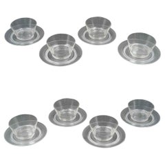 1933 René Lalique - Art Deco Dinner Service Bourgueil Glass 8 Plates 8 Bowl