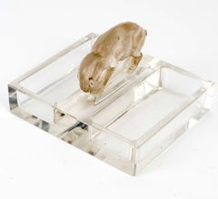 1933 Rene Lalique Astray Pintray Chevre Goat Glass with Sepia Patina