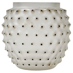 1933 René Lalique - Vase Cactus Verre dépoli avec émail noir d'origine